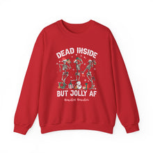 Load image into Gallery viewer, Dead Inside but Jolly AF Skeleton Crewneck Sweatshirt - Holiday Fun & Cheer