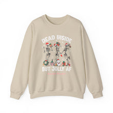 Load image into Gallery viewer, Dead Inside but Jolly AF Skeleton Crewneck Sweatshirt - Holiday Fun & Cheer