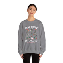 Load image into Gallery viewer, Dead Inside but Jolly AF Skeleton Crewneck Sweatshirt - Holiday Fun & Cheer