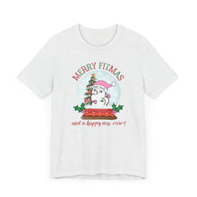 Load image into Gallery viewer, Merry FITMAS and a Happy New Rear Snowglobe Unisex Tee - Holiday Fitness Shirt for Gym Lovers