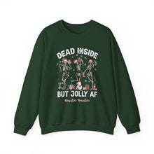 Load image into Gallery viewer, Dead Inside but Jolly AF Skeleton Crewneck Sweatshirt - Holiday Fun & Cheer