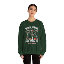 Load image into Gallery viewer, Dead Inside but Jolly AF Skeleton Crewneck Sweatshirt - Holiday Fun & Cheer