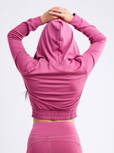 Load image into Gallery viewer, Athletic Zip-Up Crop Hoodie Jacket