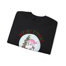 Load image into Gallery viewer, Merry Fitmas and a Happy New Rear Snowglobe Unisex Crewneck Sweatshirt - Festive Holiday Sweatshirt for All Occasions