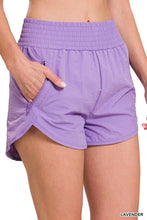 Load image into Gallery viewer, WINDBREAKER SMOCKED WAISTBAND SHORTS with zipper pockets
