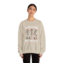 Load image into Gallery viewer, Dead Inside but Jolly AF Skeleton Crewneck Sweatshirt - Holiday Fun & Cheer