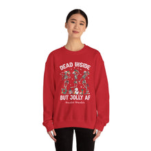 Load image into Gallery viewer, Dead Inside but Jolly AF Skeleton Crewneck Sweatshirt - Holiday Fun & Cheer