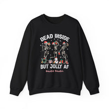 Load image into Gallery viewer, Dead Inside but Jolly AF Skeleton Crewneck Sweatshirt - Holiday Fun & Cheer