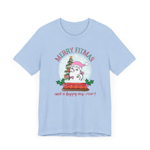Load image into Gallery viewer, Merry FITMAS and a Happy New Rear Snowglobe Unisex Tee - Holiday Fitness Shirt for Gym Lovers