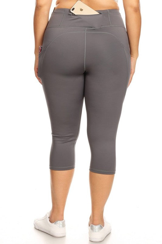 ToBeInStyle Women's Capri Leggings - Stretchy Jeggings With Back Pockets