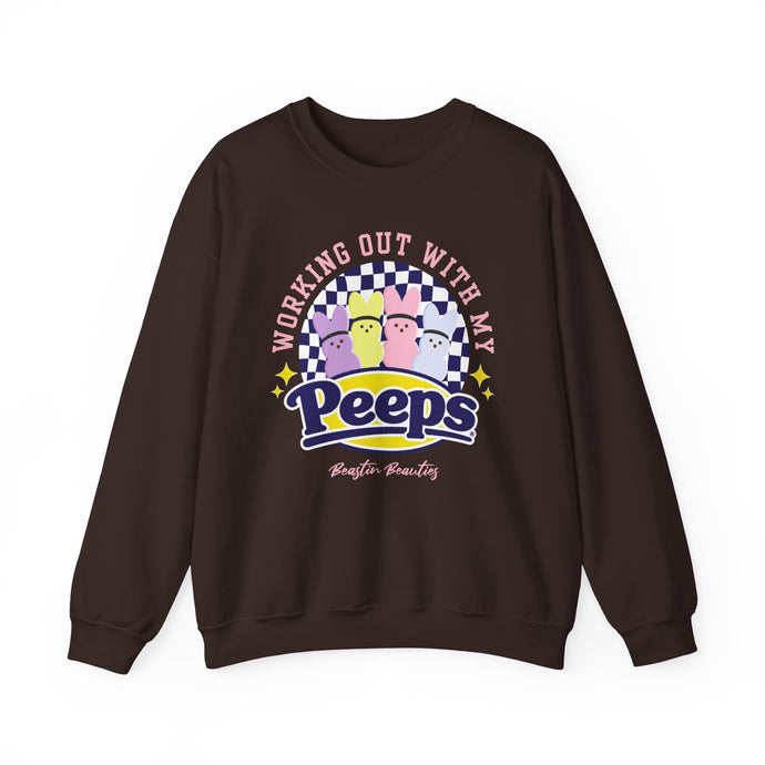 Working Out With My Peeps Crewneck Sweatshirt - Fun & Cozy Fitness Apparel