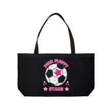 Load image into Gallery viewer, Pink Fluffy Stars Soccer Team Weekender Tote Bag
