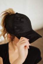 Load image into Gallery viewer, Camo Messy Bun Ponytail Womens Hat
