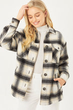 Load image into Gallery viewer, Plaid Button Up Jacket with Sherpa Lining

