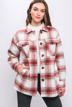 Load image into Gallery viewer, Plaid Button Up Jacket with Sherpa Lining
