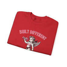 Load image into Gallery viewer, Built Different Beastin' Beauties Crewneck Sweatshirt — Vintage Cherub Weightlifting Graphic
