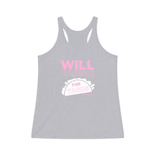 Load image into Gallery viewer, Will Cardio for Tacos Tri-Blend Racerback Tank

