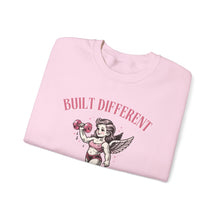 Load image into Gallery viewer, Built Different Beastin' Beauties Crewneck Sweatshirt — Vintage Cherub Weightlifting Graphic
