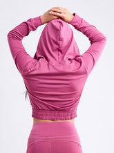 Load image into Gallery viewer, Athletic Zip-Up Crop Hoodie Jacket
