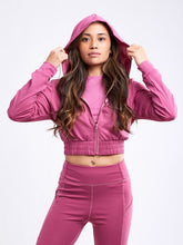 Load image into Gallery viewer, Athletic Zip-Up Crop Hoodie Jacket
