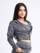 Load image into Gallery viewer, Athletic Zip-Up Crop Hoodie Jacket
