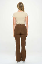 Load image into Gallery viewer, High Waisted Pocket Cargo Flare Casual Leggings
