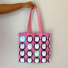 Load image into Gallery viewer, Let&#39;s Hold Hands Penguin Canvas Tote
