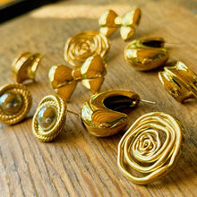 Load image into Gallery viewer, Puffy Golden Bow Stud Earrings
