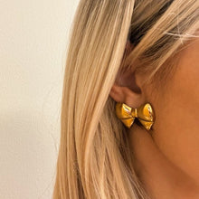 Load image into Gallery viewer, Puffy Golden Bow Stud Earrings
