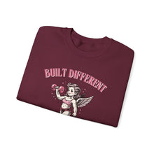 Load image into Gallery viewer, Built Different Beastin' Beauties Crewneck Sweatshirt — Vintage Cherub Weightlifting Graphic
