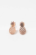 Load image into Gallery viewer, Pineapple Earrings 18K Rose &amp; 24K Gold
