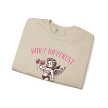 Load image into Gallery viewer, Built Different Beastin' Beauties Crewneck Sweatshirt — Vintage Cherub Weightlifting Graphic

