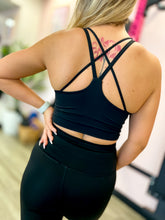 Load image into Gallery viewer, Black Criss Cross Sports Bra
